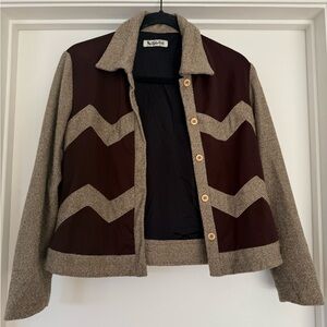Vintage Lucky Bird Pendleton Brown and Tan Women's Jacket